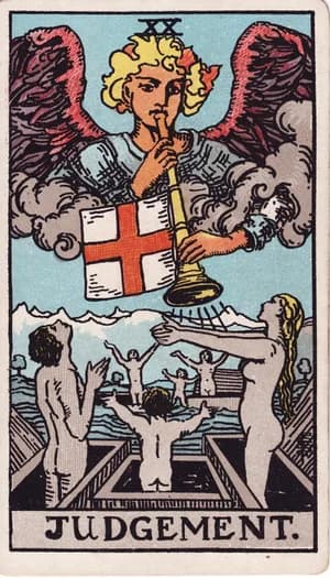 Judgement tarot card from the Rider-Waite-Smith deck