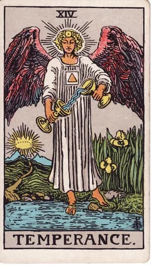 Temperance tarot card from the Rider-Waite-Smith deck