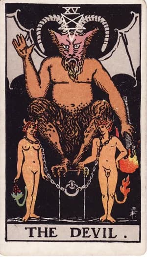 The Devil tarot card from the Rider-Waite-Smith deck