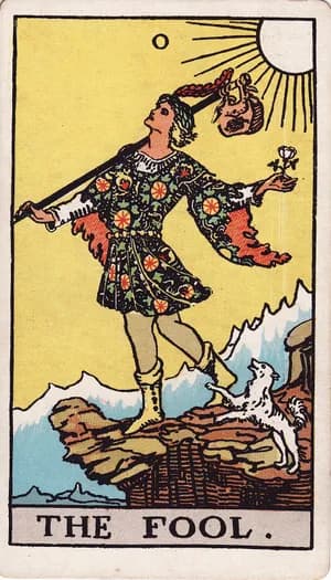 The Fool tarot card from the Rider-Waite-Smith deck