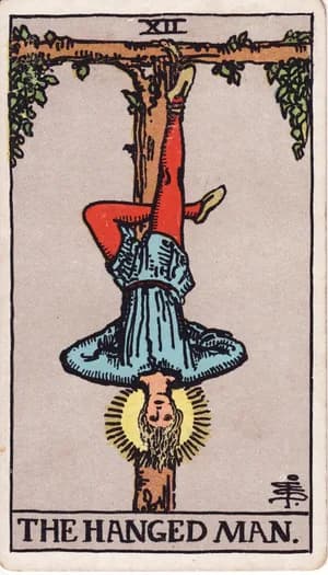 The Hanged Man tarot card from the Rider-Waite-Smith deck
