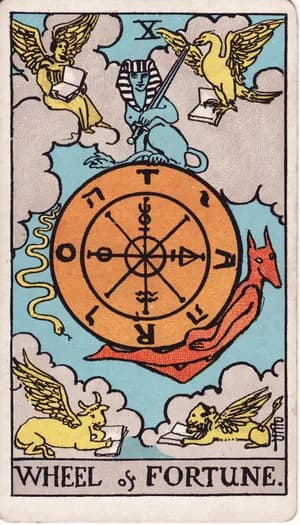 Wheel of Fortune tarot card from the Rider-Waite-Smith deck