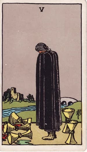 Five of Cups tarot card from the Rider-Waite-Smith deck