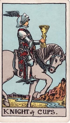 Knight of Cups tarot card from the Rider-Waite-Smith deck