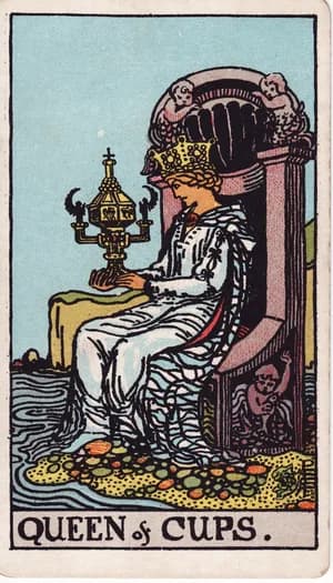 Queen of Cups tarot card from the Rider-Waite-Smith deck