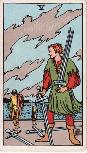 Five of Swords tarot card from the Rider-Waite-Smith deck
