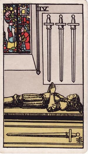 Four of Swords tarot card from the Rider-Waite-Smith deck