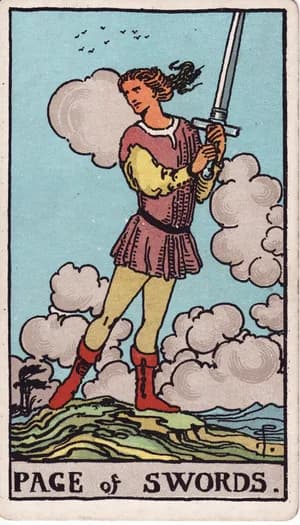 Page of Swords tarot card from the Rider-Waite-Smith deck