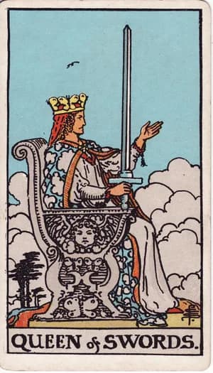 Queen of Swords tarot card from the Rider-Waite-Smith deck
