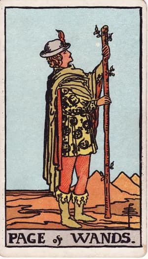 Page of Wands tarot card from the Rider-Waite-Smith deck