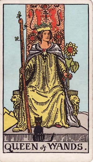Queen of Wands tarot card from the Rider-Waite-Smith deck